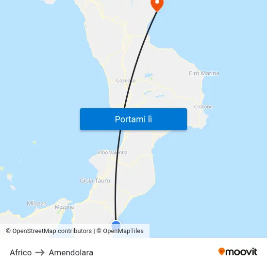 Africo to Amendolara map