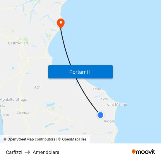 Carfizzi to Amendolara map