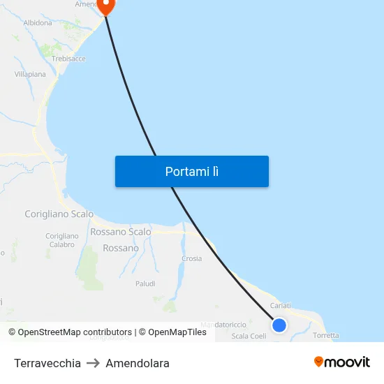 Terravecchia to Amendolara map
