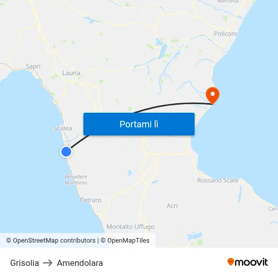 Grisolia to Amendolara map