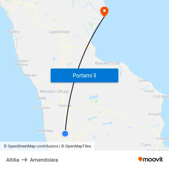Altilia to Amendolara map