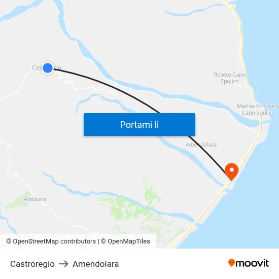 Castroregio to Amendolara map