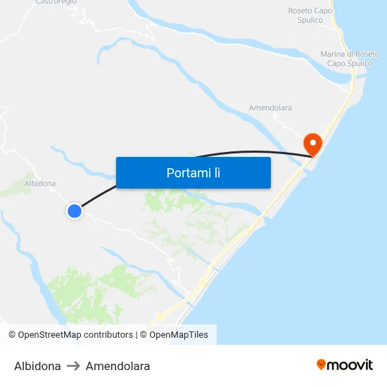 Albidona to Amendolara map