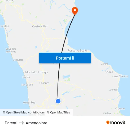 Parenti to Amendolara map