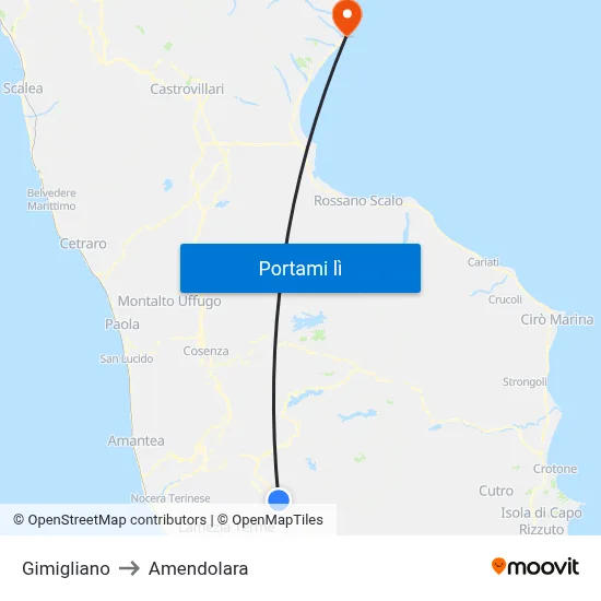 Gimigliano to Amendolara map