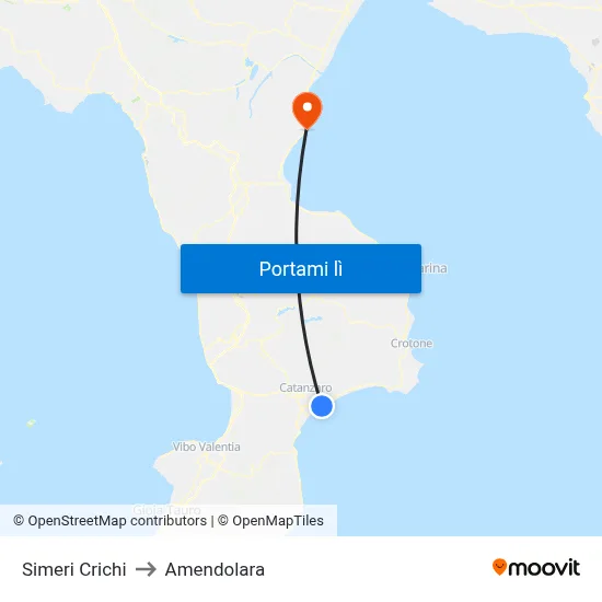 Simeri Crichi to Amendolara map