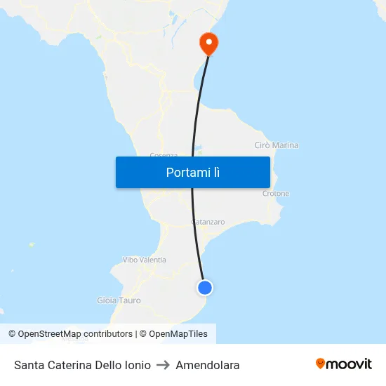 Santa Caterina Dello Ionio to Amendolara map