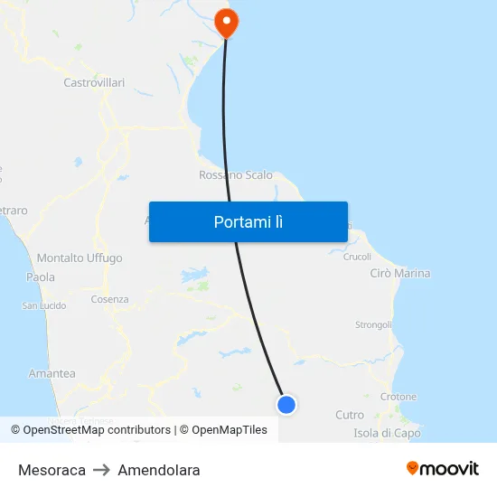 Mesoraca to Amendolara map