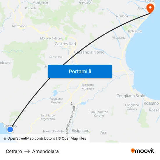 Cetraro to Amendolara map