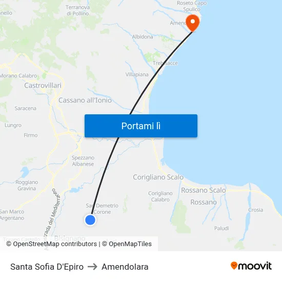 Santa Sofia D'Epiro to Amendolara map