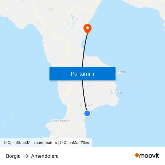 Borgia to Amendolara map