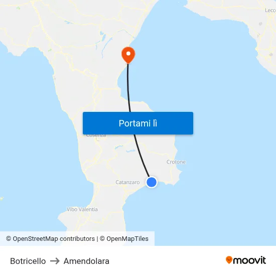 Botricello to Amendolara map