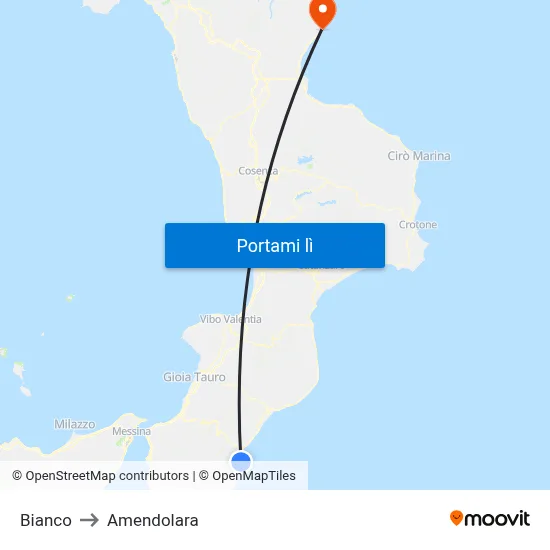 Bianco to Amendolara map