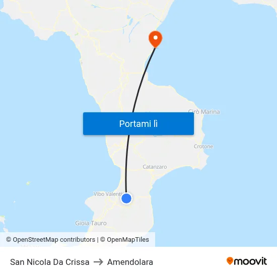 San Nicola Da Crissa to Amendolara map