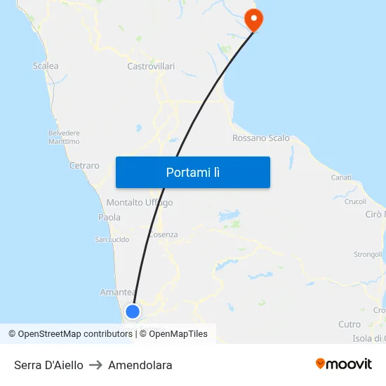 Serra D'Aiello to Amendolara map