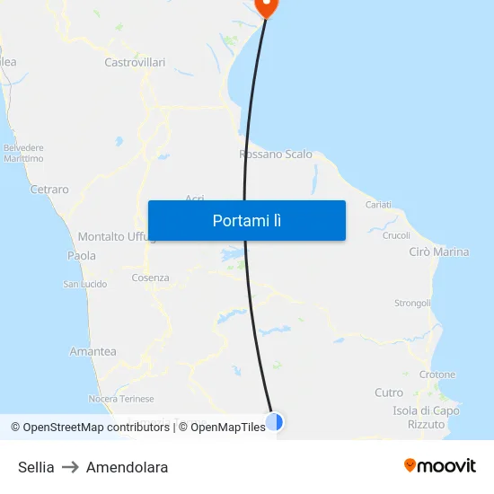 Sellia to Amendolara map