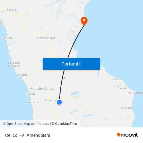 Celico to Amendolara map