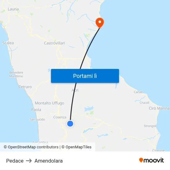 Pedace to Amendolara map