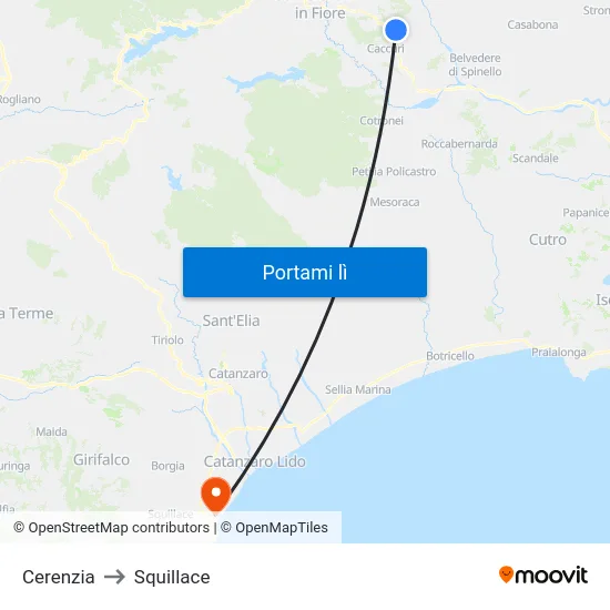 Cerenzia to Squillace map
