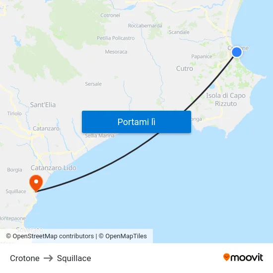 Crotone to Squillace map