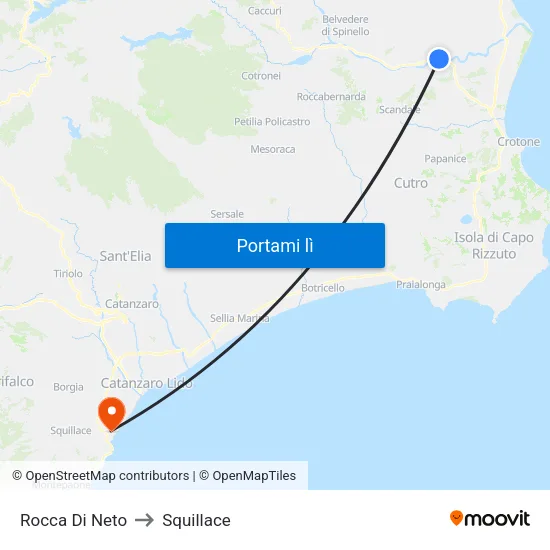 Rocca Di Neto to Squillace map