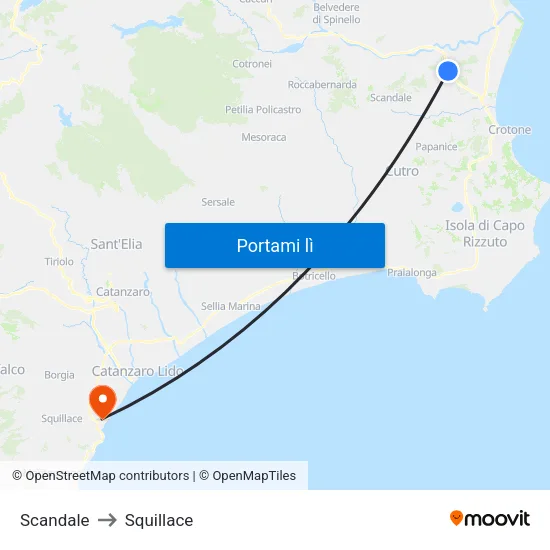 Scandale to Squillace map