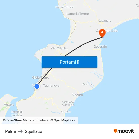 Palmi to Squillace map