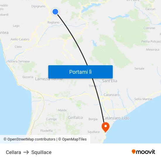 Cellara to Squillace map