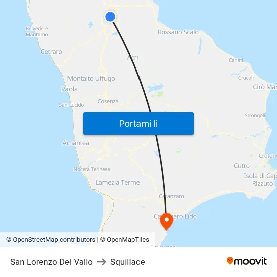 San Lorenzo Del Vallo to Squillace map