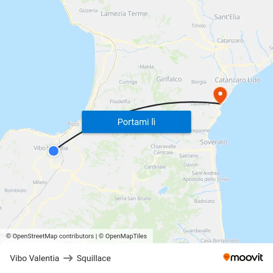 Vibo Valentia to Squillace map