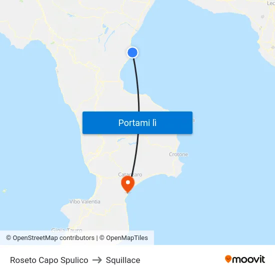 Roseto Capo Spulico to Squillace map