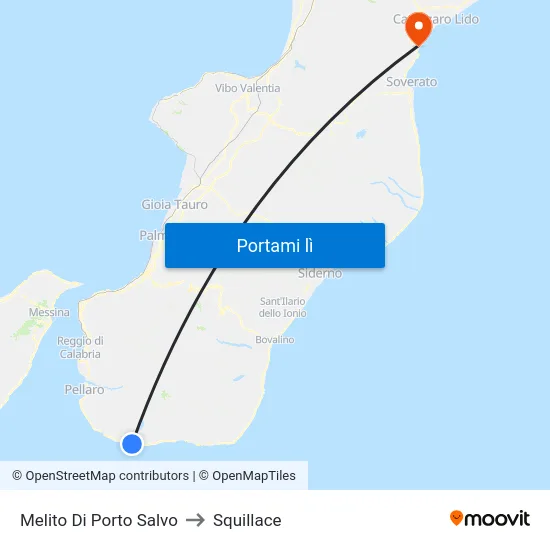 Melito Di Porto Salvo to Squillace map