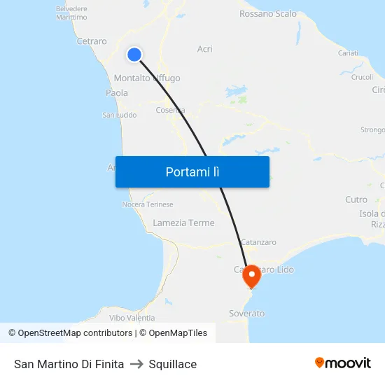 San Martino Di Finita to Squillace map