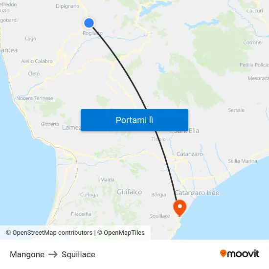 Mangone to Squillace map
