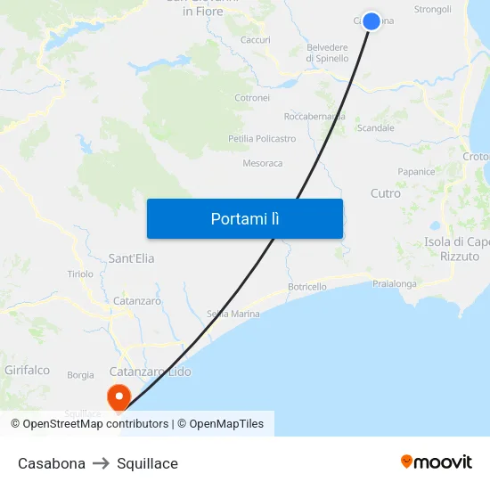 Casabona to Squillace map