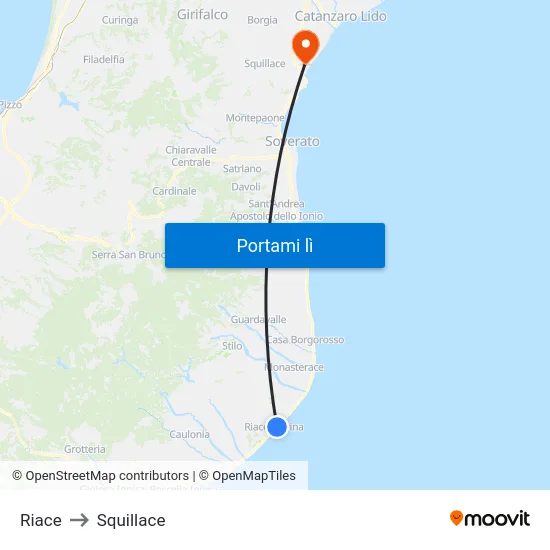 Riace to Squillace map