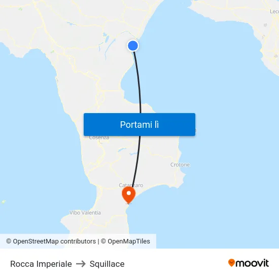 Rocca Imperiale to Squillace map