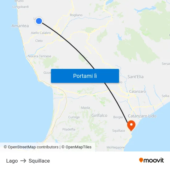 Lago to Squillace map