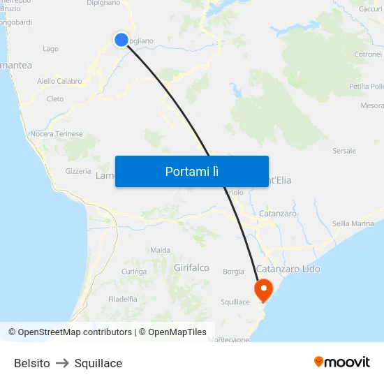 Belsito to Squillace map