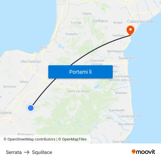 Serrata to Squillace map