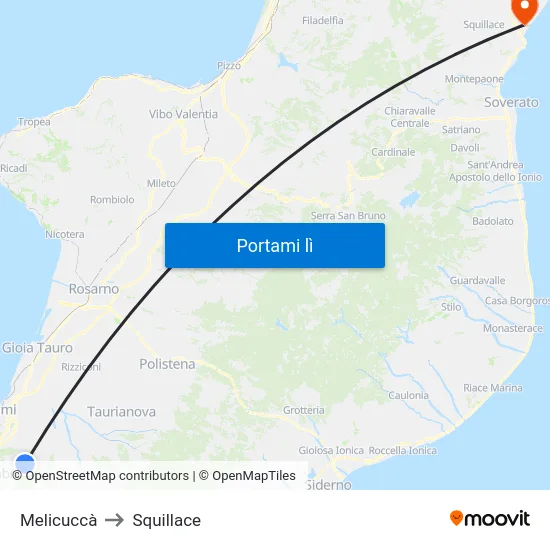 Melicuccà to Squillace map