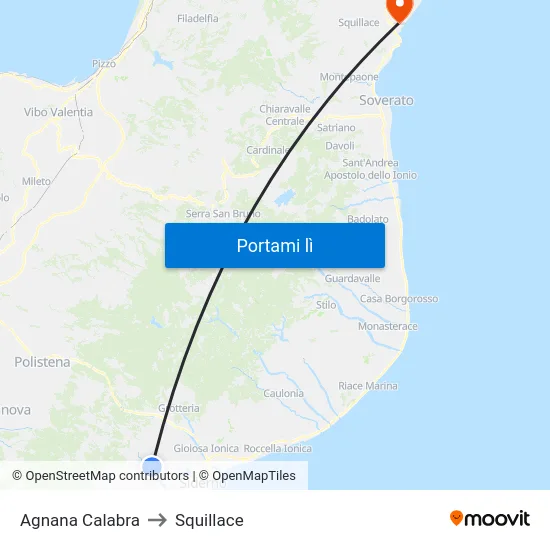 Agnana Calabra to Squillace map