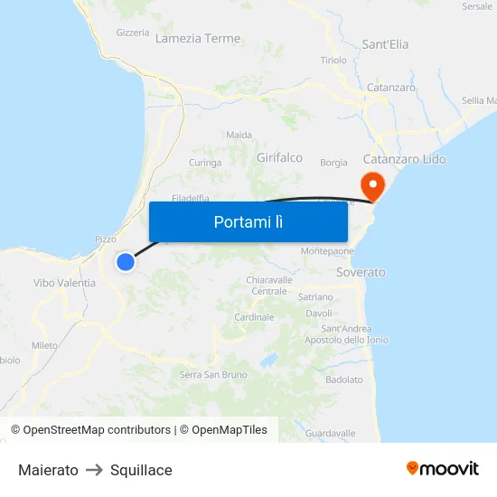 Maierato to Squillace map