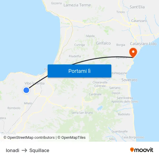 Ionadi to Squillace map