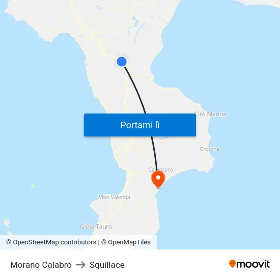 Morano Calabro to Squillace map