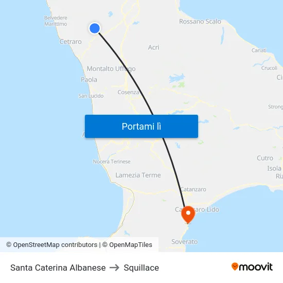 Santa Caterina Albanese to Squillace map