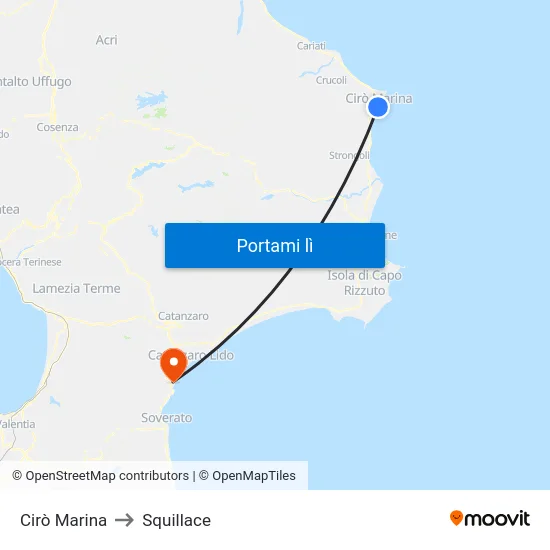 Cirò Marina to Squillace map