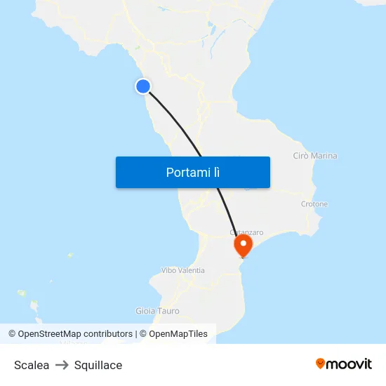 Scalea to Squillace map