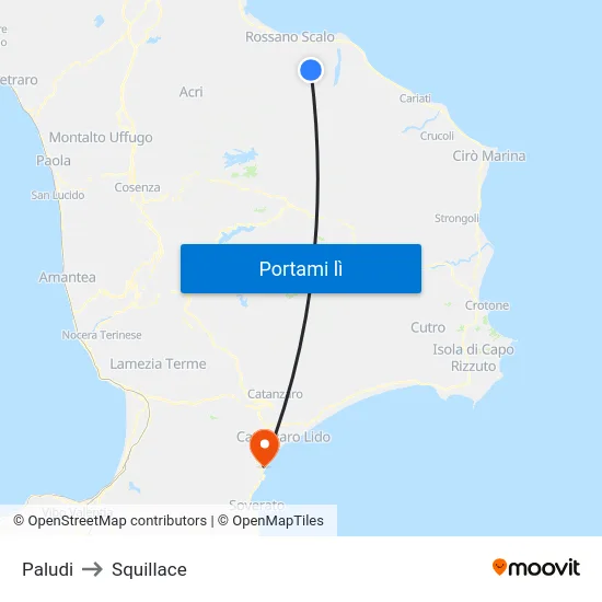Paludi to Squillace map