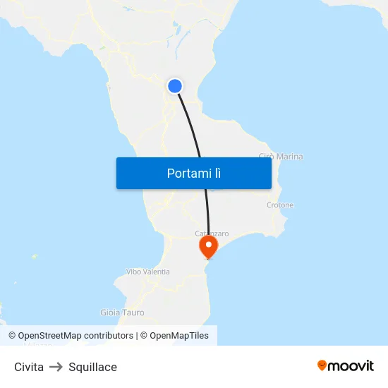 Civita to Squillace map